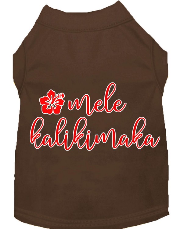 Mele Kalikimaka Screen Print Dog Shirt Brown XL